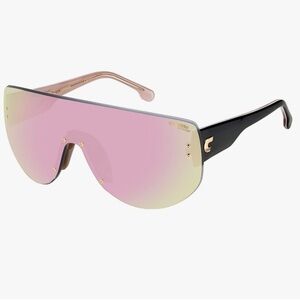 Carrera Flag Lab 12 Special Edition Rose Gold Pink Lens Sheild Sunglasses Gold